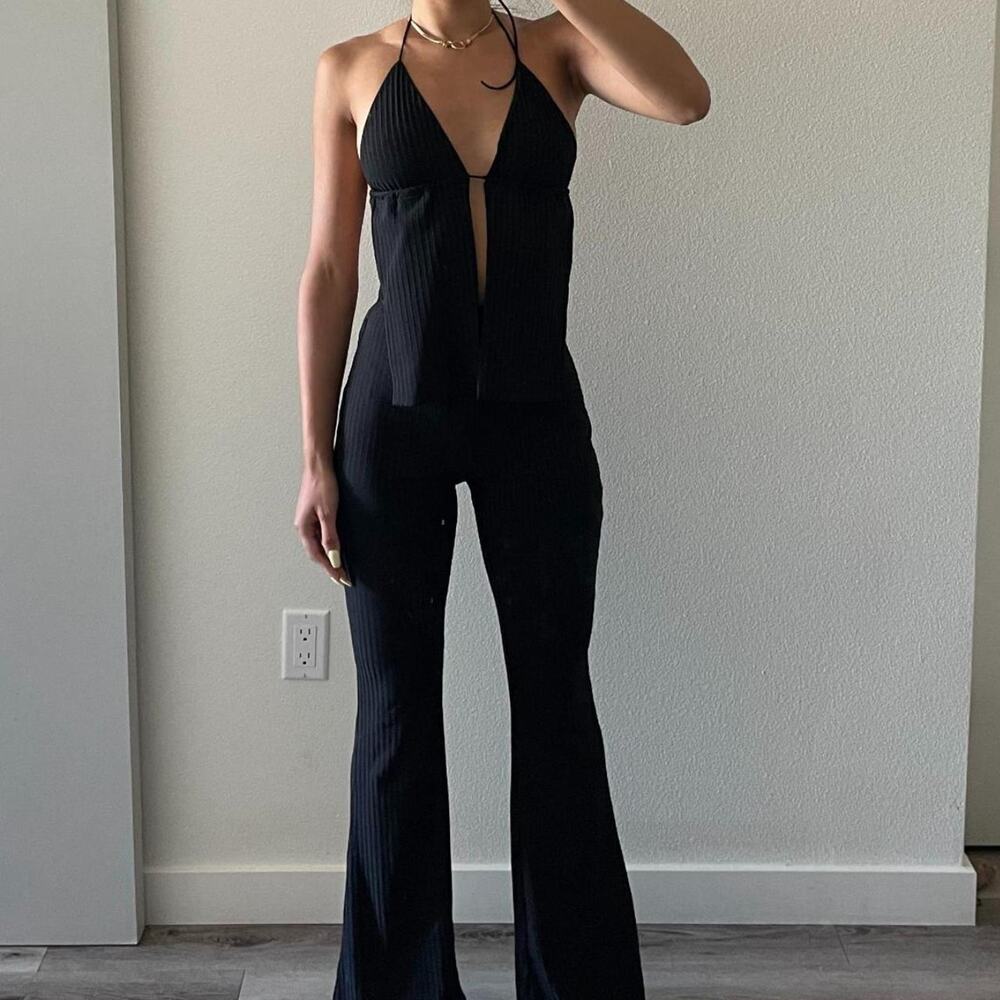 Black Top and Pants Set